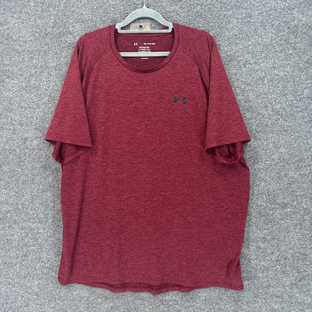 Under Armour Tech Tee Mens XXL Red Heathered Short Sleeve Gym Workout Tshirt